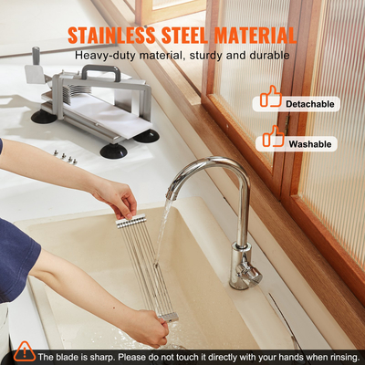 Επαγγελματικός κόφτης τομάτας VEVOR, Κόφτης τομάτας 3/8 ιντσών, Μηχάνημα κοπής ντομάτας βαρέως τύπου από ανοξείδωτο χάλυβα, χειροκίνητος κόφτης ντομάτας με αντιολισθητικά πόδια, για κοπή ντομάτας, αγγουριού, μπανάνας