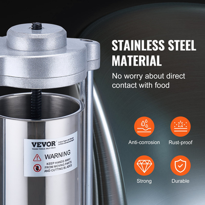 VEVOR Manual Sausage Stuffer 2 L Vertical Sausage Machine 304 Stainless Steel