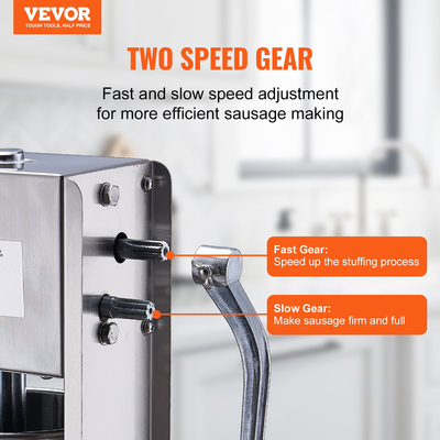 VEVOR Manual Sausage Stuffer 7 L Vertical Sausage Machine 304 Inox