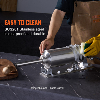 VEVOR Manual Sausage Stuffer 2,5L Horizontal Sausage Machine 201 Stainless Steel