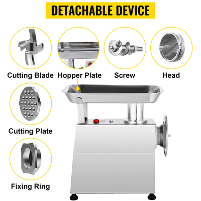 VEVOR Εμπορική μηχανή κοπής κρέατος 850W Ηλεκτρική μηχανή κοπής κρεατομηχανής 218PRM Μηχανή κιμά λουκάνικων από ανοξείδωτο ατσάλι Μηχανή λείανσης τροφίμων Εργαλείο κουζίνας σπιτιού 1 πιάτο κοπής και 1 μαχαίρι κοπής
