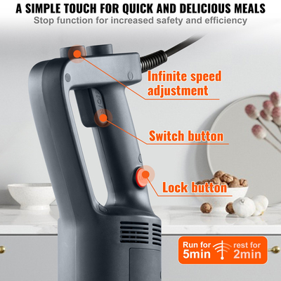 VEVOR Commercial Immersion Blender Heavy Duty Hand Mixer 500W Μεταβλητής Ταχύτητας