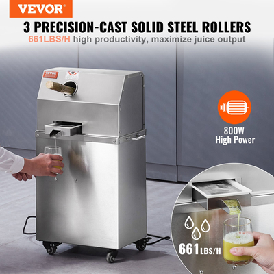 VEVOR 800W Ηλεκτρικός αποχυμωτής ζαχαροκάλαμου 661LBS/H έξοδος 3 κυλίνδρους 2,4&quot; Μεγάλη είσοδος