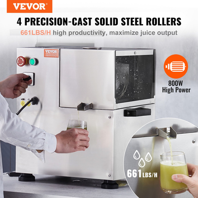 VEVOR 800W Ηλεκτρικός αποχυμωτής ζαχαροκάλαμου 661LBS/H Έξοδος 4 Ρολά 2,4&quot; Μεγάλη είσοδος