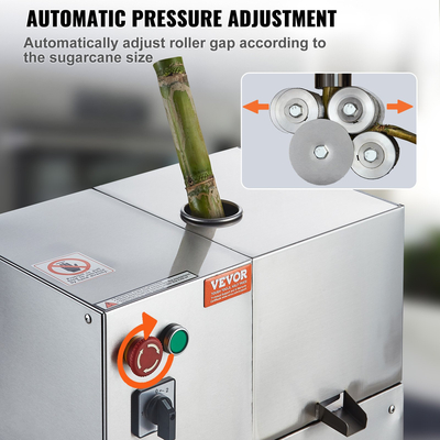 VEVOR 800W Ηλεκτρικός αποχυμωτής ζαχαροκάλαμου 661LBS/H Έξοδος 4 Ρολά 2,4&quot; Μεγάλη είσοδος
