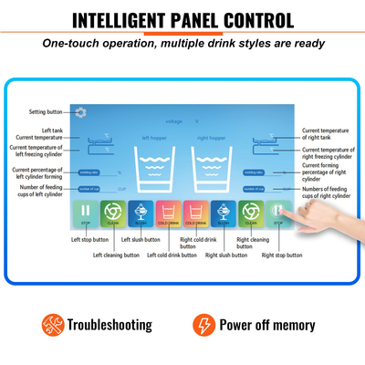 VEVOR 8L / 2,1 Gal Διπλό μπολ εμπορική μηχανή Slushy Μαργαρίτα Smoothie παγωμένο ποτό