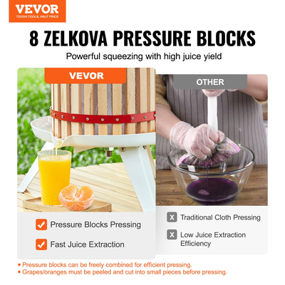Πρέσα κρασιού VEVOR Fruit, 4,75 Γαλόνι/18 λίτρα, Καλάθι από μασίφ ξύλο με 8 τεμάχια, Χειροκίνητη συσκευή παρασκευής χυμών, μηλίτης Apple Grape Tincture Λαχανικά Πρέσα παρασκευής ελαιόλαδου μελιού με μπάρα χειρολαβής για την κουζίνα, σπίτι