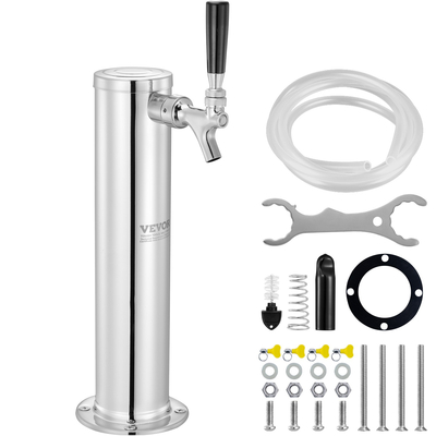 VEVOR Single Faucet Draft Beer Tower Dispenser, από ανοξείδωτο ατσάλι Keg Beer Tower, Kegerator Tower Kit με προσυναρμολογημένο σωλήνα και αυτοκλειόμενη βρύση για πάρτι, μπαρ, παμπ, εστιατόριο