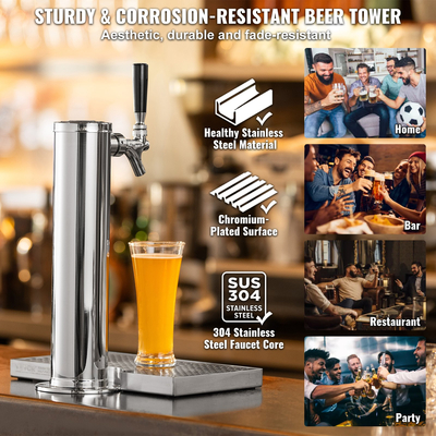 VEVOR Single Tap Kegerator Tower Kit Kegerator Beer Tower &amp; A-System Keg Coupler