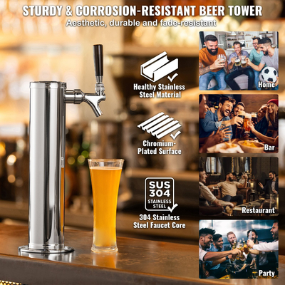 VEVOR Single Tap Kegerator Tower Kit Kegerator Beer Tower &amp; A-System Keg Coupler