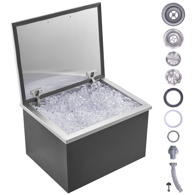 VEVOR 20&quot;x16&quot;x13&quot; Drop in Ice Chest Cooler Ice Doll από ανοξείδωτο ατσάλι με κάλυμμα