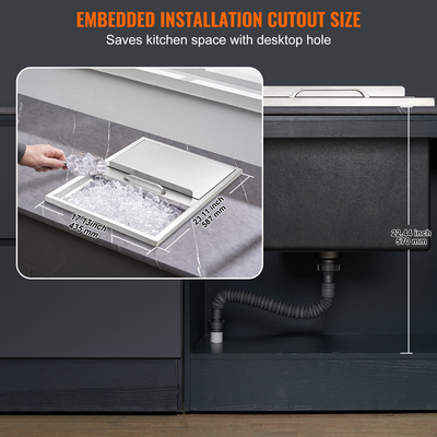 VEVOR Drop in Ice Chest, 24&quot;L x 18&quot;W x 13&quot;H Ψύκτη από ανοξείδωτο ατσάλι, Επαγγελματικός Κάδος πάγου με συρόμενο κάλυμμα, 40,9 qt εξωτερικής κουζίνας Ice Bar, σωλήνας αποστράγγισης και βύσμα αποστράγγισης, για Cold Wine Beer