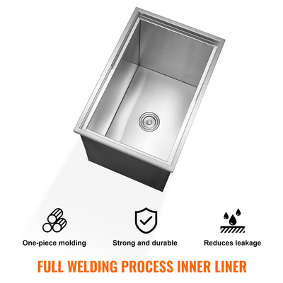 VEVOR 27&quot;x18&quot;x21&quot; Drop in Ice Chest Cooler Ice Doll από ανοξείδωτο ατσάλι με κάλυμμα