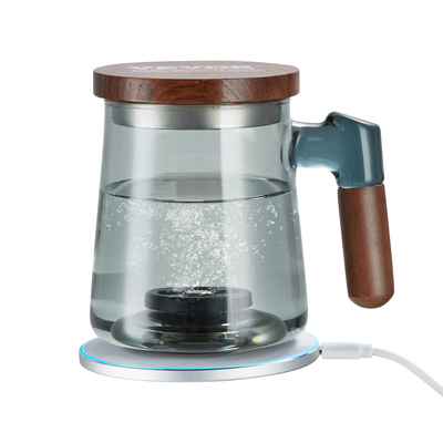 Κύπελλο νερού VEVOR Hydrogen, 400 ml / 14,1 oz Γεννήτρια υδρογόνου, Φορητή μηχανή ιονιστή νερού υδρογόνου τεχνολογίας SPE με ασύρματη βάση φόρτισης, γυάλινο κύπελλο υγείας πλούσιο σε υδρογόνο