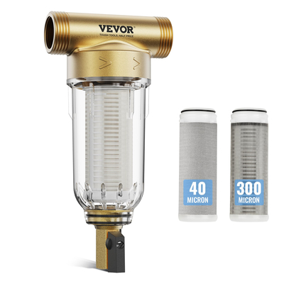 VEVOR Spin Down Filter, 40 Micron + 30 Micron Fine Filtration, Whole House Sediment Filter for Well Water, 3/4&quot; GF + 1&quot; GM, 4 T/H High Rate Flow, for Whole House Filtration Systems