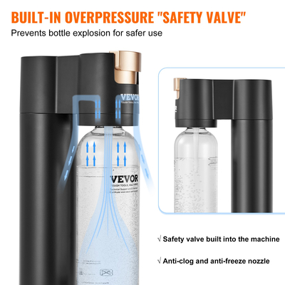 Παρασκευαστής ανθρακούχου νερού VEVOR, Μηχάνημα παρασκευής σόδας για οικιακή ενανθράκωση, κιτ εκκίνησης νερού Seltzer με μπουκάλι PET 1L χωρίς BPA, Συμβατό με κύριο βιδωτό κύλινδρο CO2 60L (ΔΕΝ περιλαμβάνεται), Μαύρο