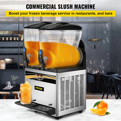 VEVOR Slush Frozen Drink Machine, 2x15L Tank Commercial Machine Margarita, 890W Stainless Steel Margarita Maker, Temperature Slush 25°F to 30°F Drink Maker, Ιδανικό για εστιατόρια Καφετέριες Μπαρ