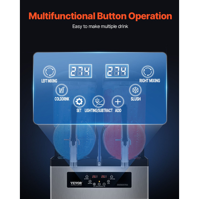 VEVOR 12Lx2 Tank Commercial Slushy Machine Margarita Smoothie Frozen Drink Maker