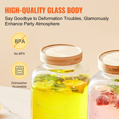 VEVOR Beverage Dispenser, 1 Gallon Dispenser για πάρτι, Glass Juice Dispenser with Stand, Inox Spigot, Iced Tea Juice Water Dispenser, για εστιατόρια, ξενοδοχεία, πάρτι