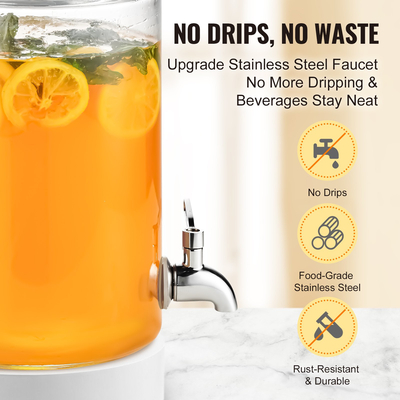 VEVOR Beverage Dispenser, 1 Gallon Dispensers Drink Dispens for Party, Glass Juice Dispenser with Stainless Steel Spigot, Iced Tea Juice Water Dispenser, για εστιατόρια, ξενοδοχεία, πάρτι