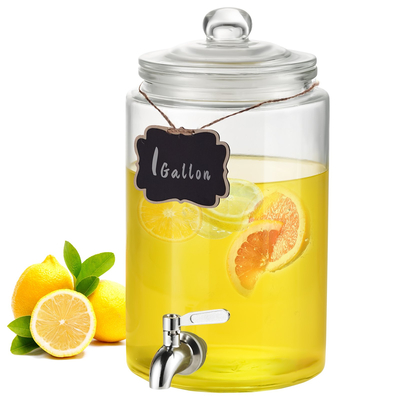 VEVOR Beverage Dispenser, 1 Gallon Dispensers Drink Dispens for Party, Glass Juice Dispenser with Stainless Steel Spigot, Iced Tea Juice Water Dispenser, για εστιατόρια, ξενοδοχεία, πάρτι