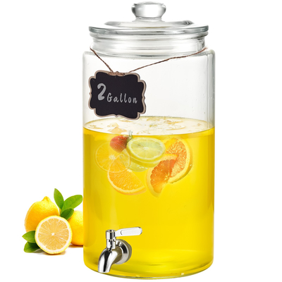 VEVOR Beverage Dispenser, 2 Gallon Dispensers Drink για πάρτι, Glass Juice Dispenser with Stainless Steel Spigot, Iced Tea Juice Water Dispenser, για εστιατόρια, ξενοδοχεία, πάρτι
