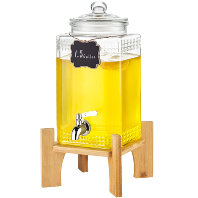 VEVOR Beverage Dispenser, 1,5 Gallon Dispenser για πάρτι, Glass Juice Dispenser with Stand, Stainless Steel Spigot, Iced Tea Juice Water Dispenser, για εστιατόρια, ξενοδοχεία, πάρτι