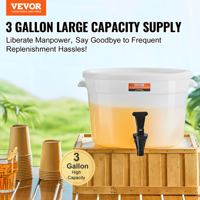 VEVOR Beverage Dispenser, 3 Gallon Dispensers Drink για πάρτι, Plastic Juice Dispenser με Spigot και καπάκι, Iced Tea Juice Water Dispenser, για εστιατόρια, ξενοδοχεία, πάρτι