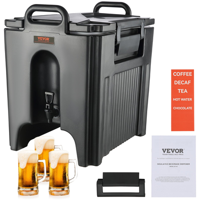 VEVOR Insulated Beverage Dispenser, 10 Gallon, Food-grade LL9450UP Hot and Cold Beverage Server, Thermal Drink Dispenser Cooler with 1,18 in PU Layer Baucet Two Stage, for Restaurant Drink Shop