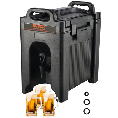 VEVOR Insulated Beverage Dispenser, 2,5 Gallon, Food-grade LDPE Beverage Server, Thermal Drink Dispenser Cooler with 0,9 in PU Layer Baucet Two Stage Handle, for Restaurant Drink Shop