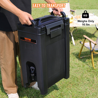 VEVOR Insulated Beverage Dispenser, 5 Gallon, Food-grade LDPE Beverage Server, Thermal Drink Dispenser Cooler with 0,9 in PU Layer Baucet Two Stage, for Restaurant Drink Shop