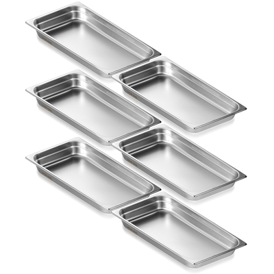 VEVOR 6 Pack Πλήρους μεγέθους Τηγάνια Ξενοδοχείου Ατμόλουτρο Επιτραπέζιο Τηγάνι από ανοξείδωτο ατσάλι 2,5&quot; βάθους