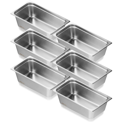 VEVOR 6 Pack Πλήρες Μέγεθος Τηγάνια Ξενοδοχείου Τραπέζι ατμού από ανοξείδωτο ατσάλι 6&quot; Βαθύ