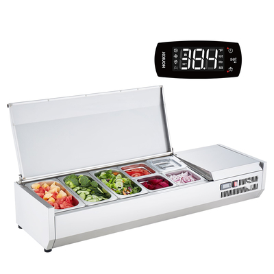 VEVOR Countertop Refrigerated Salad Pizza Prep Station 150 W Stainless Guard CE
