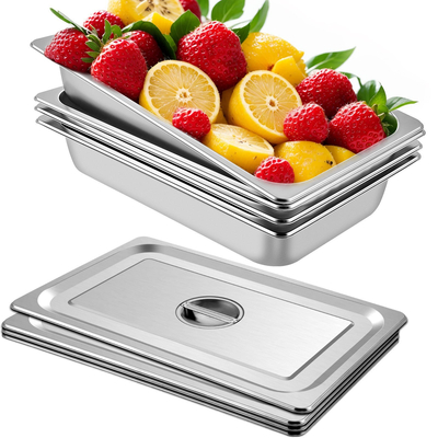 Επιτραπέζια τηγάνια ατμού VEVOR 4 Pack 20,9 x 12,8 x 3,9 ιντσών Βαθύ επιτραπέζιο τηγάνι ατμού πλήρους μεγέθους 13L Δοχείο φαγητού από ανοξείδωτο ατσάλι Δίσκος φούρνου ξενοδοχείου Τηγάνια φαγητού κατά της μαρμελάδας Επιτραπέζιο τηγάνι ατμού