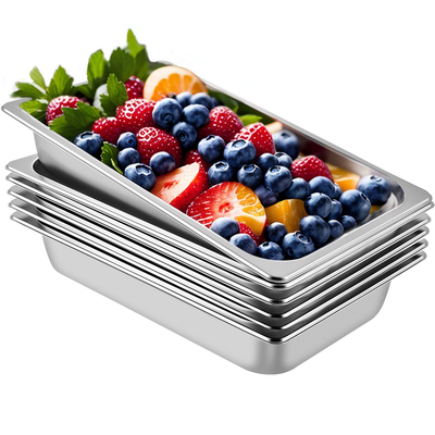 Επιτραπέζια τηγάνια ατμού VEVOR 6 Pack 20,9 x 12,8 x 3,9 ιντσών Βαθύ επιτραπέζιο τηγάνι ατμού πλήρους μεγέθους 13L Δοχείο φαγητού από ανοξείδωτο ατσάλι Δίσκος φούρνου Ξενοδοχείου Τηγάνια κατά της μαρμελάδας Επιτραπέζιο τηγάνι ατμού