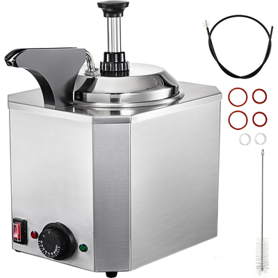 VEVOR Fudge Warmer 1 Pump Hot Cheese Pump Αντλία τυριού από ανοξείδωτο χάλυβα 30-110℃ Nacho Cheese Warmer with Heating Block Dispenser Nacho Cheese with Pump 10-30ML ανά ώρα για καυτή καραμέλα τυριού φοντάν
