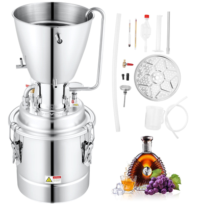 VEVOR Water Distiller, 8 Gal/30 L, 304 Stainless Steel Still with 6-Lap Coil, Home Distillery Kit με απόδοση 5 Kg ανά φορά, με θερμόμετρο βινομετρική αντλία, για αιθέρια έλαια