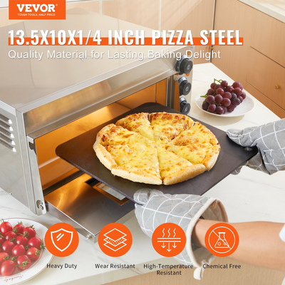 VEVOR Pizza Steel, 13,5&quot; x 10&quot; x 1/4&quot; Πιάτο Pizza Pizza για φούρνο, Πέτρα ψησίματος πίτσας από ανθρακοχάλυβα με 20 φορές υψηλότερη αγωγιμότητα, βαρέως τύπου ταψί πίτσας για εξωτερική σχάρα, εσωτερικός φούρνος