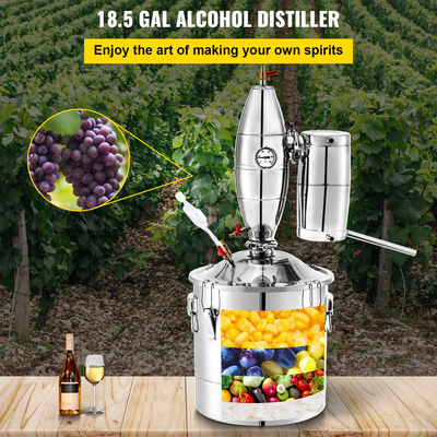 VEVOR Distiller 70L /18,5 Gal Still Κιτ αποστακτηρίου αιθέριων ελαίων Home Moonshine Still με θερμόμετρο και δοχείο ζύμωσης