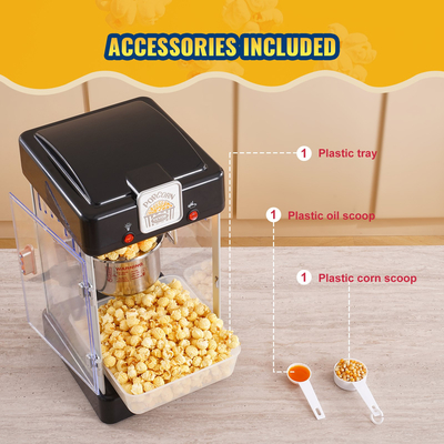VEVOR Μηχάνημα Popcorn Popper Επιτραπέζιο Popcorn Maker 300W 2,5 Oz Μαύρο