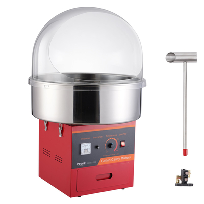 VEVOR Electric Cotton Candy Machine, 1000W Candy Floss Maker, Εμπορική μηχανή ζαχαροπλαστικής βαμβακιού με κάλυμμα, μπολ από ανοξείδωτο ατσάλι, σέσουλα ζάχαρης, συρτάρι, ιδανικό για γενέθλια παιδιά στο σπίτι, οικογενειακό πάρτι, κόκκινο
