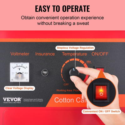 VEVOR Electric Cotton Candy Machine, 1000W Candy Floss Maker, Εμπορική μηχανή ζαχαροπλαστικής βαμβακιού με μπολ από ανοξείδωτο χάλυβα, σέσουλα ζάχαρης και συρτάρι, ιδανικό για γενέθλια παιδιά στο σπίτι, οικογενειακό πάρτι, κόκκινο