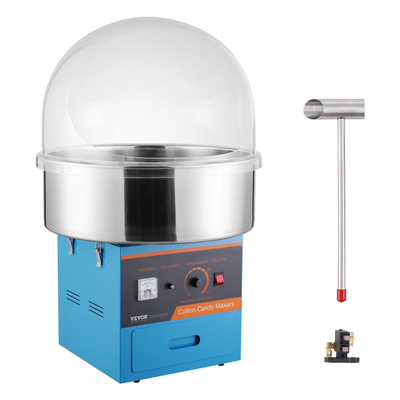 VEVOR Electric Cotton Candy Machine, 1000W Candy Floss Maker, Εμπορική μηχανή ζαχαροπλαστικής βαμβακιού με κάλυμμα, μπολ από ανοξείδωτο ατσάλι, σέσουλα ζάχαρης, συρτάρι, ιδανικό για γενέθλια παιδιά στο σπίτι, οικογενειακό πάρτι, μπλε