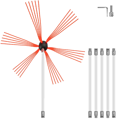 VEVOR Flexible Chimney Sweep Rods, 20FT Chimney Cleaning Kit, Nylon Sooteater Kit καθαρισμού καμινάδας Ευέλικτη κεφαλή βούρτσας Ράβδοι καθαρισμού καμινάδας Εύκολης σύνδεσης Βούρτσα καπνοδόχου με 6 λευκές ράβδους