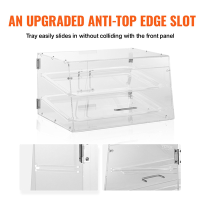 Βιτρίνα ζαχαροπλαστικής VEVOR, Επαγγελματική θήκη αρτοποιίας 2 επιπέδων, ακρυλικό κουτί προβολής με πρόσβαση στην πίσω πόρτα &amp; αφαιρούμενα ράφια, Keep Fresh for Donut Bagels Cake Cookie, 20,7&quot;x13,2&quot;x11,9