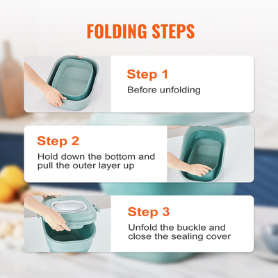 Πτυσσόμενο δοχείο αποθήκευσης τροφής για σκύλους VEVOR, Μεγάλος κάδος διανομής χωρητικότητας 50 lbs με προσαρτώμενους τροχούς, αεροστεγές καπάκι κουζίνας με αλεύρι δημητριακών ρυζιού, δοχεία τροφών για κατοικίδια για γάτες, πουλιά, άλλες τροφές για κατοικίδια