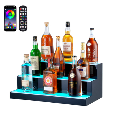 VEVOR LED Lighted Liquor Bottle Display Bar Shelf RF &amp; App Control 24&quot; 3-step