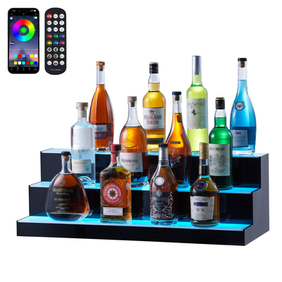 VEVOR LED Lighted Liquor Bottle Display Bar Shelf RF &amp; App Control 30&quot; 3-step