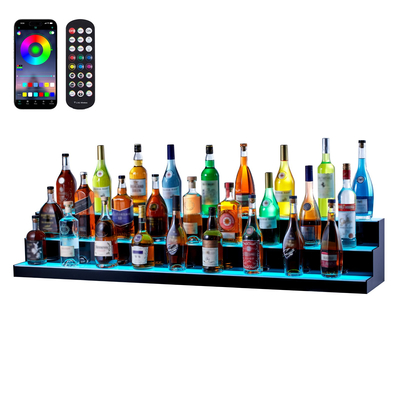 VEVOR LED Lighted Liquor Bottle Display Bar Shelf RF &amp; App Control 60&quot; 3-Step